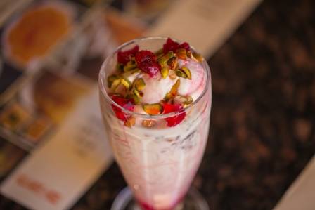 Refreshing Rose-Infused Chilled Milk Beverage